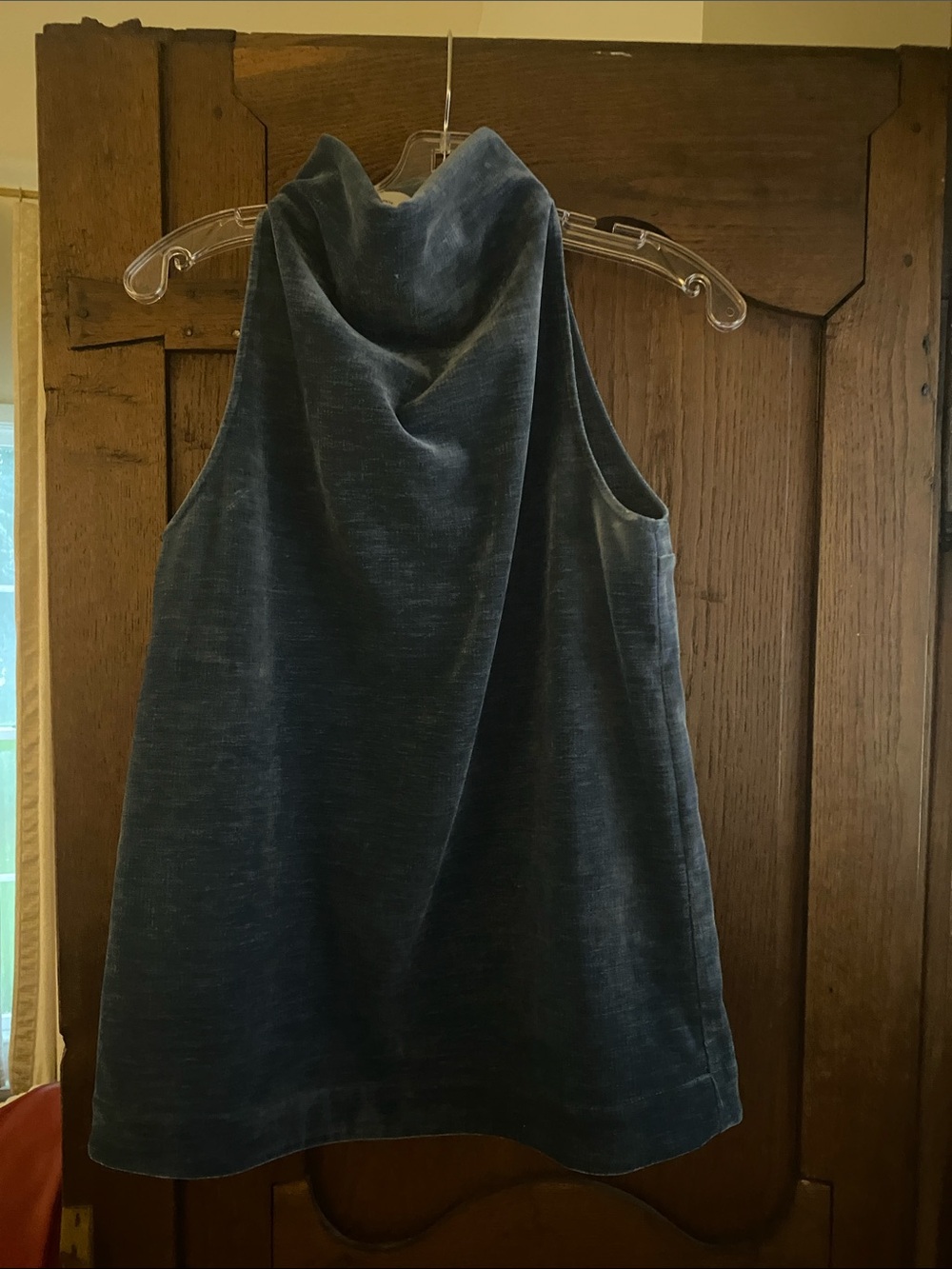 Proenza Schouler White Label- Blue Sleeveless Velvet Mock Neck Top